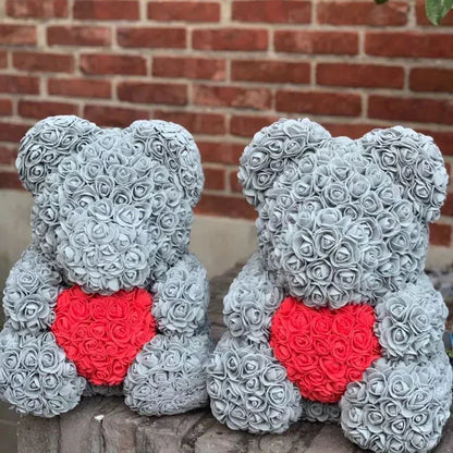 Red Rose Teddy Bear 40cm Artificial Rose Flower Gift