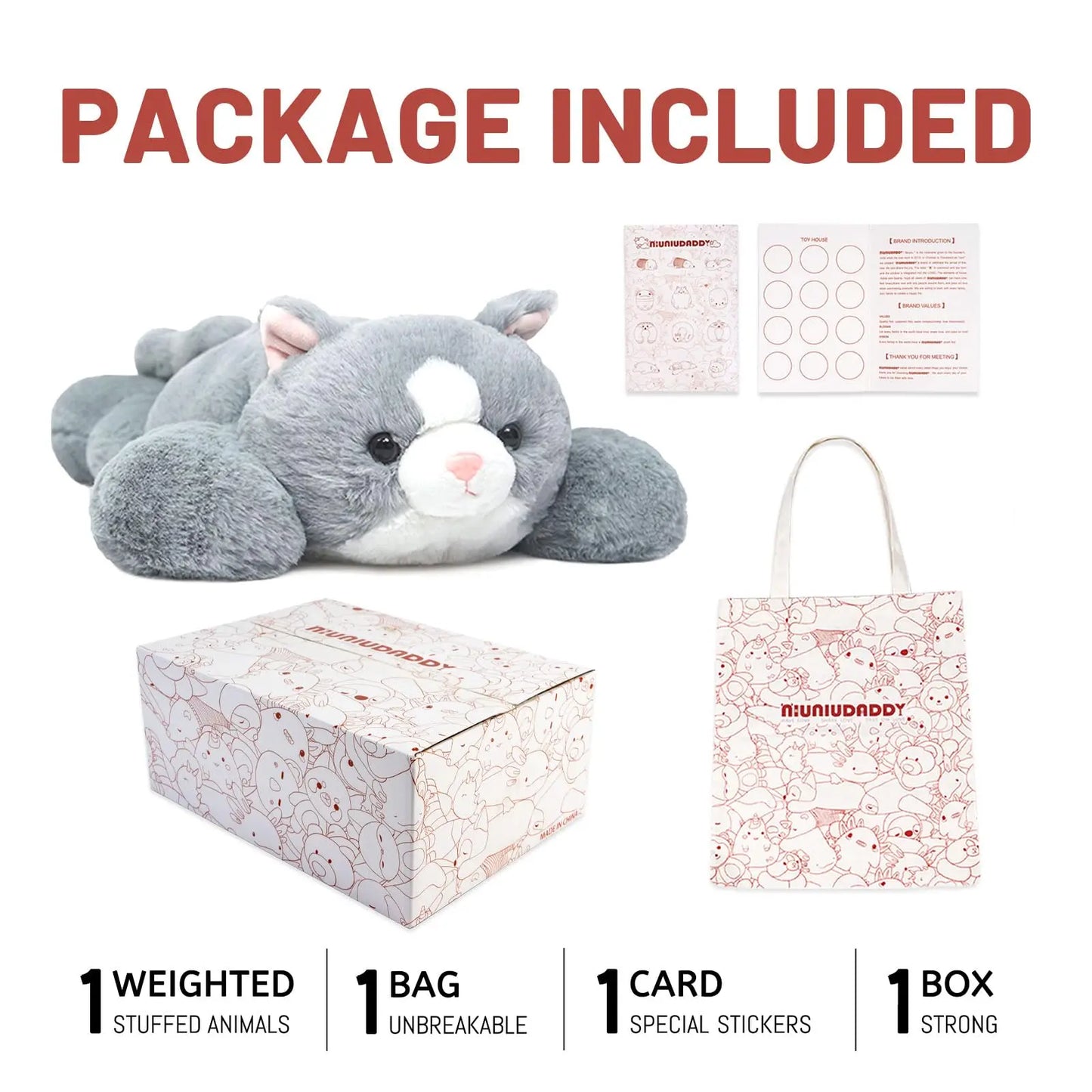3.3lbs Weighted Cat Plush Pillow for Comfort and Relaxation