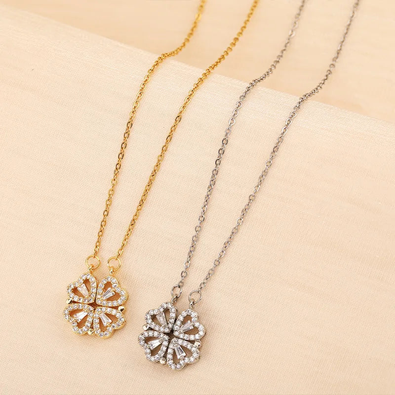 Four Leaf Clover Heart Necklace in Gift Box