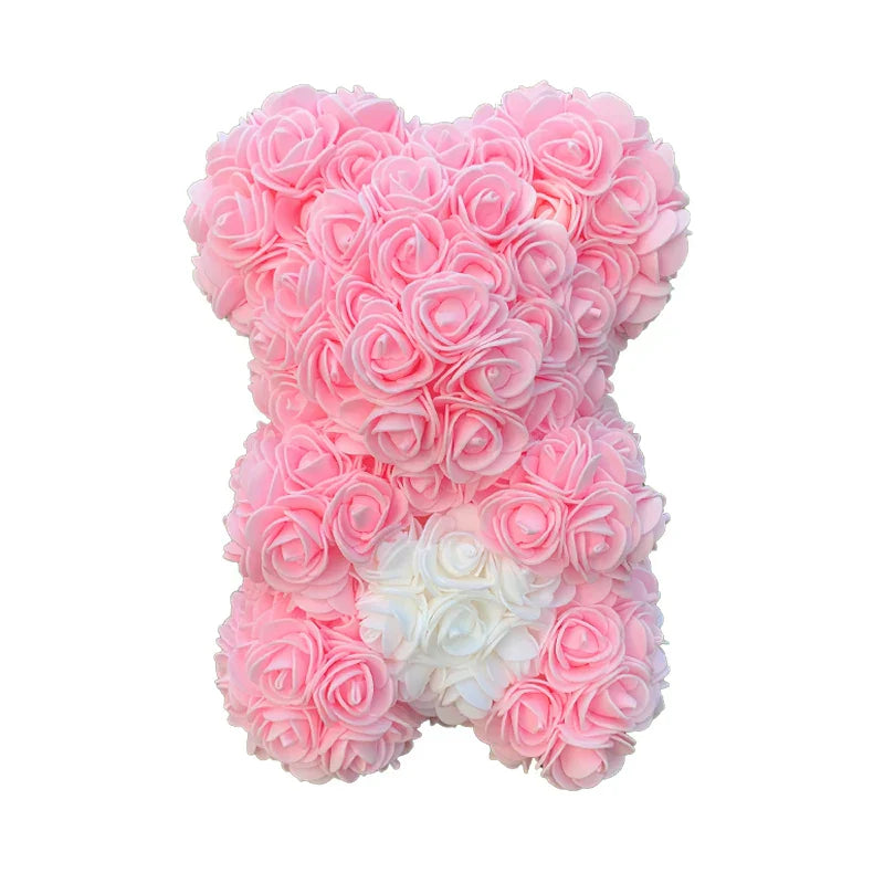 25 cm Rose Teddy Bear Artificial Foam Flower Gift