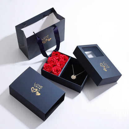 Four Leaf Clover Heart Necklace in Gift Box