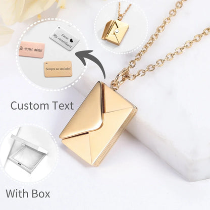 Custom Love Letter Envelope Pendant Necklace