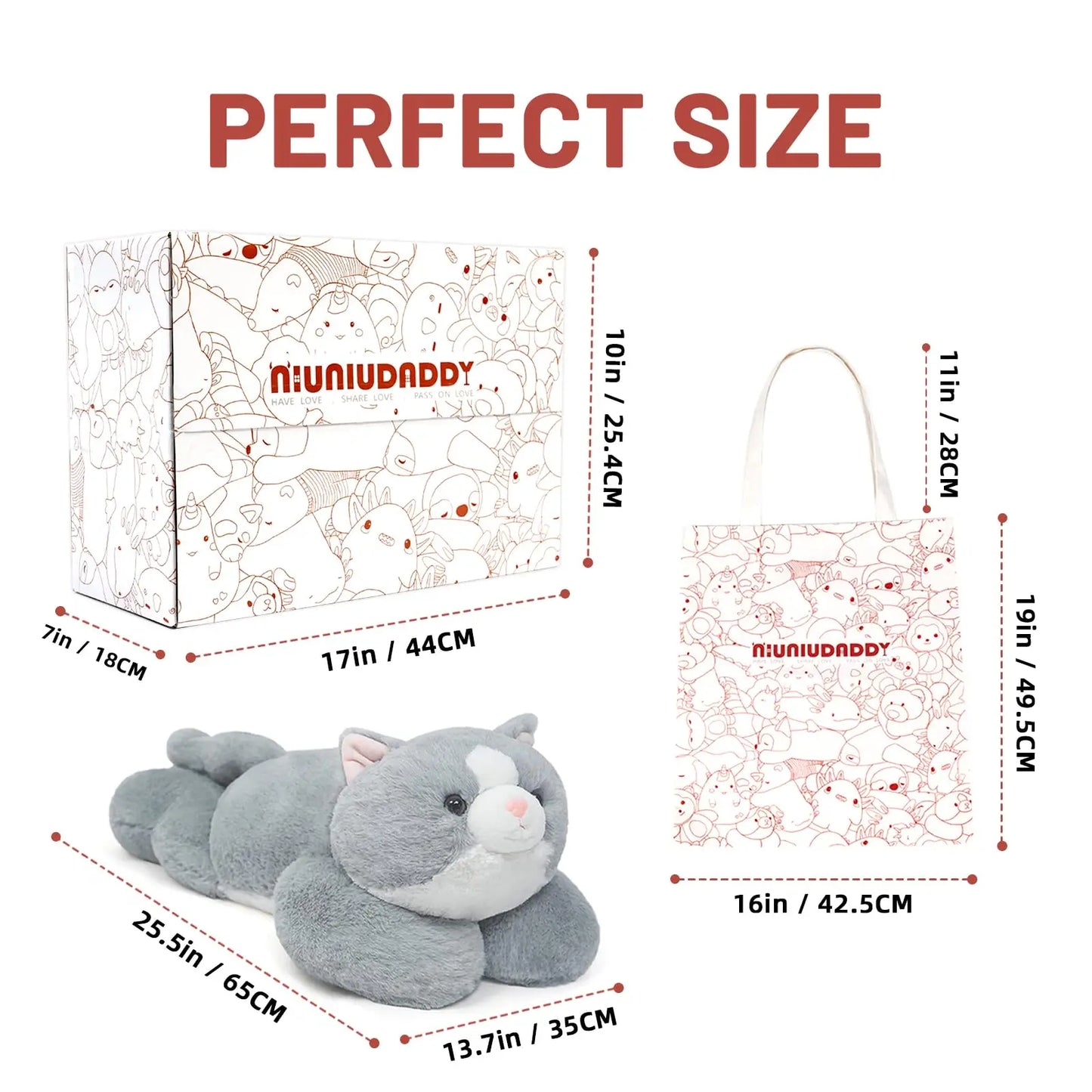 3.3lbs Weighted Cat Plush Pillow for Comfort and Relaxation