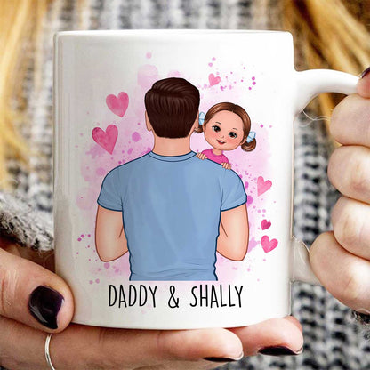 Daddy Grandpa Carrying Kids Watercolor Personalized Mug