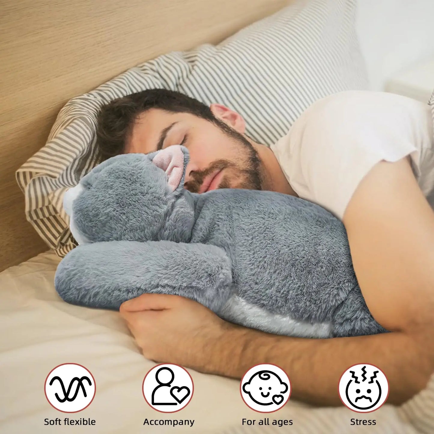 3.3lbs Weighted Cat Plush Pillow for Comfort and Relaxation
