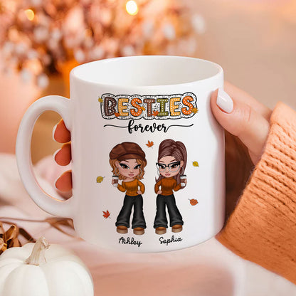 Y2K Fall Season Best Friends Sisters Colorful Pattern Personalized Mug, Gift For Besties