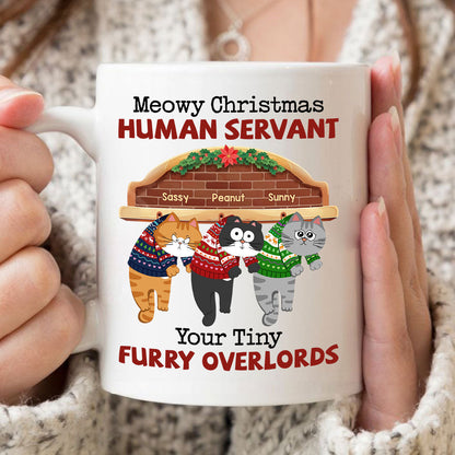 Meowy Christmas Human From Naughty Cats Personalized Mug, Christmas Gift