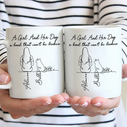 A Bond That Can't Be Broken Woman Man Line Art - Personalized Mug
