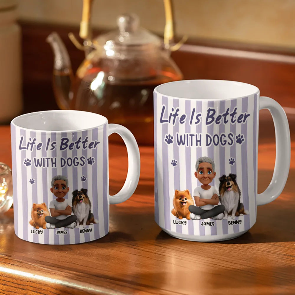 A Girl And Her Dog Stripe Colors - Personalized White Edge-to-Edge Mug