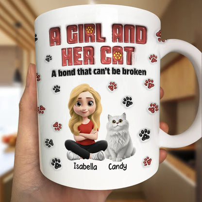 A Girl And Her Fur Babies - 3D Inflated Effect Printed, Personalized Mug