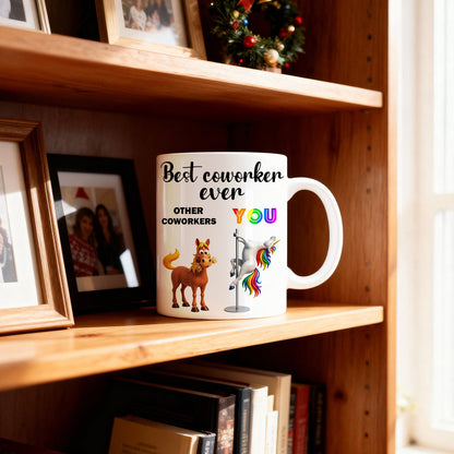 Funny Unicorn Coworker - Personalized Mug - Christmas Gift for Coworker, White Elephant