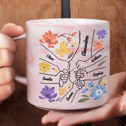 Hand In Hand Will Always Protect You Mom Nana - Personalized Marble Mug