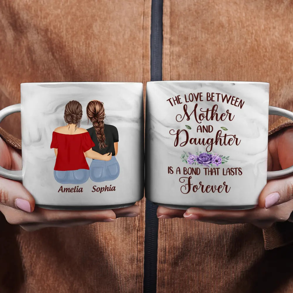 Mother & Daughters Forever Linked Together - Personalized Marble Mug