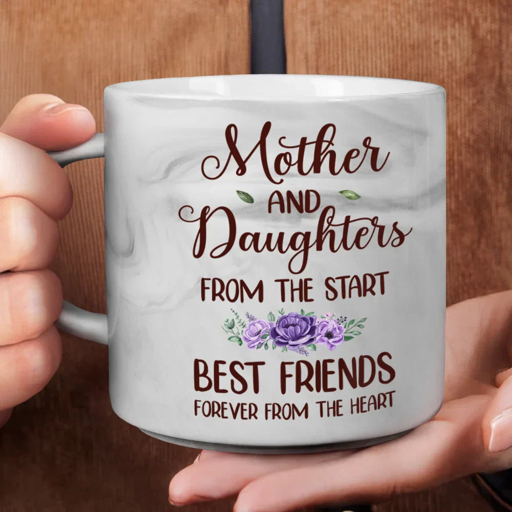 Mother & Daughters Forever Linked Together - Personalized Marble Mug