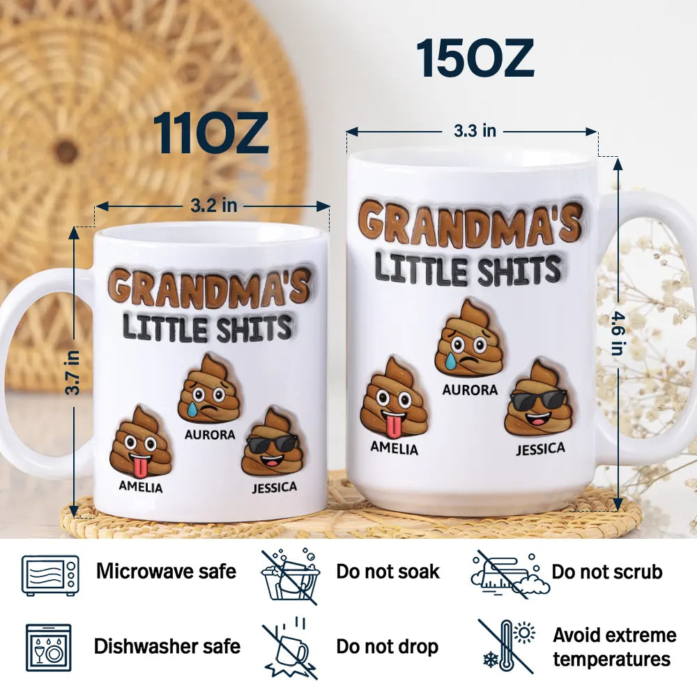 Mommy's Little Shits - 3D Inflated Effect Printed Mug, Personalized White Edge-to-Edge Mug