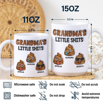 Mommy's Little Shits - 3D Inflated Effect Printed Mug, Personalized White Edge-to-Edge Mug
