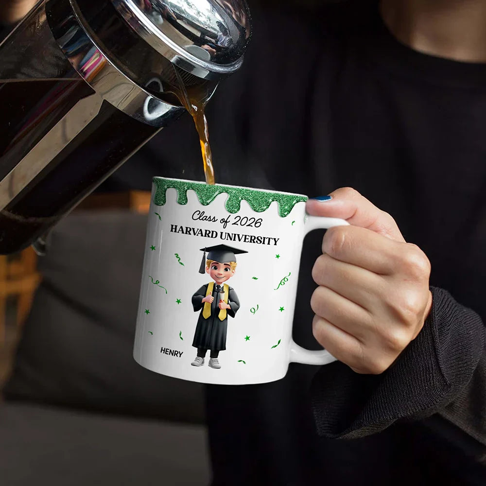 A New Chapter Begins Glitter Border - Personalized White Edge-to-Edge Mug