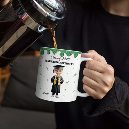 A New Chapter Begins Glitter Border - Personalized White Edge-to-Edge Mug