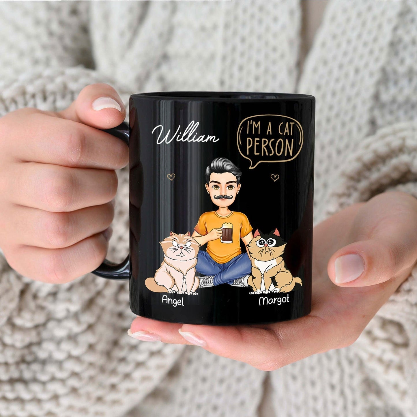 Cat Mom Cat Dad I'm A Cat Person - Gift For Cat Lovers - Personalized Black Mug