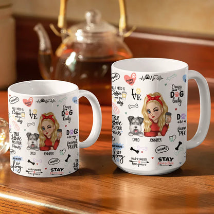 Best Dog Mom Puppy Love - Personalized White Edge-to-Edge Mug