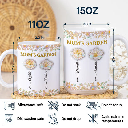 Grandma's Garden Nacre Effect Birth Flower - Personalized White Edge-to-Edge Mug