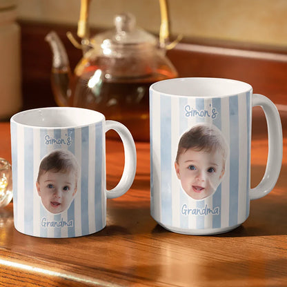 Custom Photo Baby Face This Mom Grandma Belongs To - Personalized White Edge-to-Edge Mug