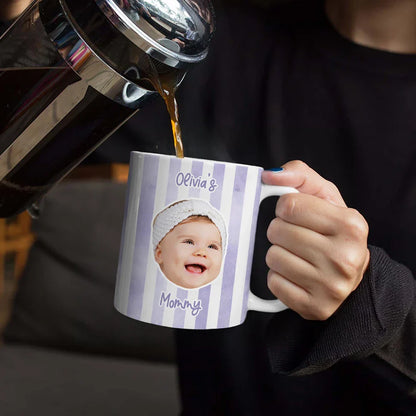 Custom Photo Baby Face This Mom Grandma Belongs To - Personalized White Edge-to-Edge Mug