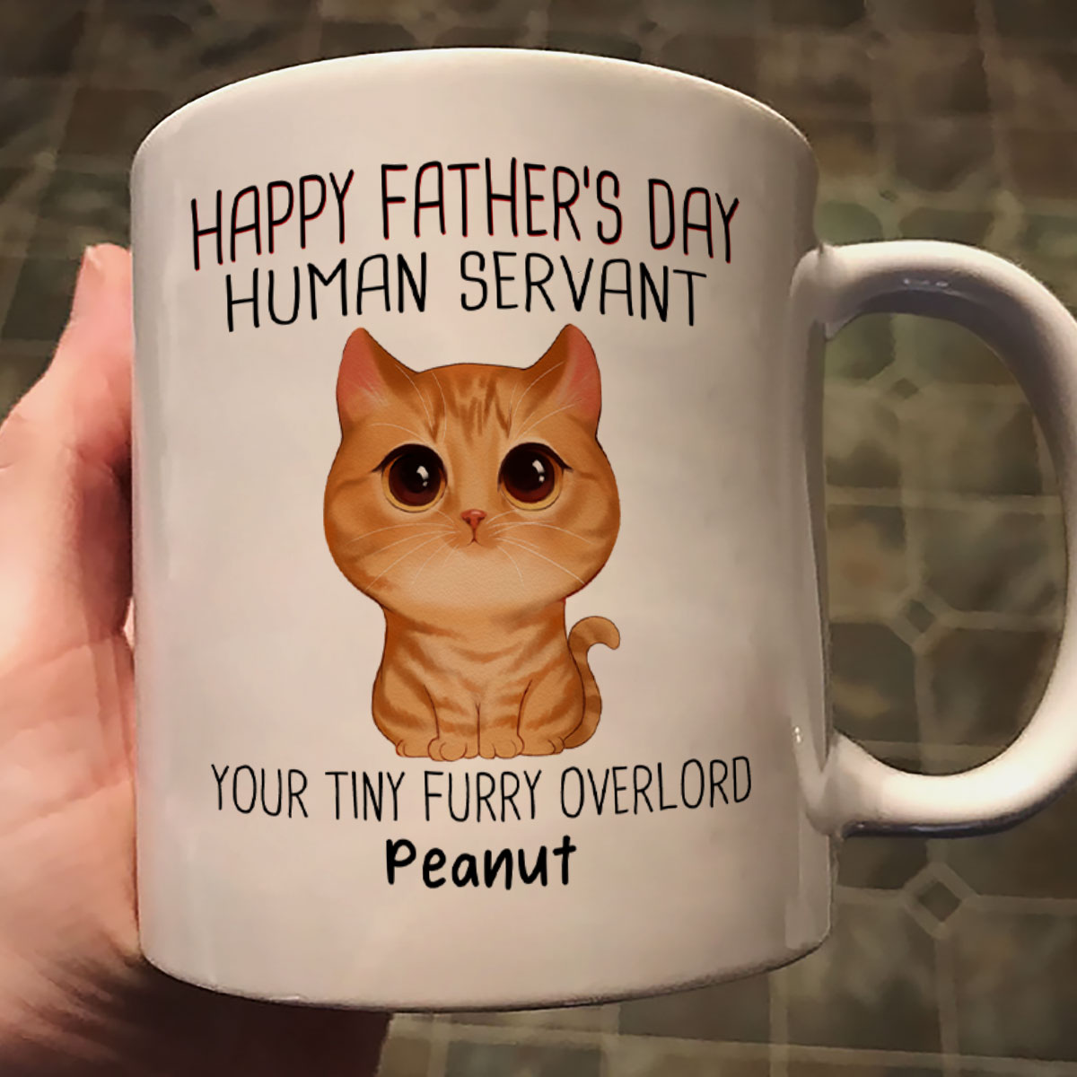 Watercolor Cute Cats Happy Father's Day Cat Human Servant - Personalized Mug
