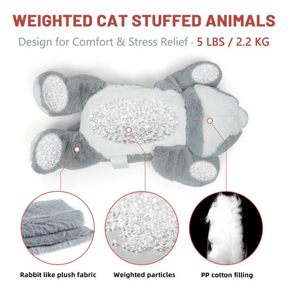 3.3lbs Weighted Cat Plush Pillow for Comfort and Relaxation