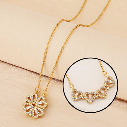 Four Leaf Clover Heart Necklace in Gift Box