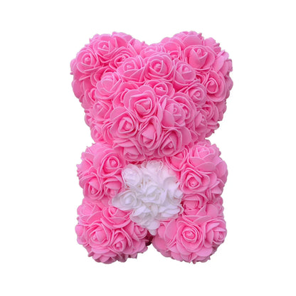 25 cm Rose Teddy Bear Artificial Foam Flower Gift