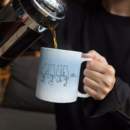 Adorable Cat Line - Personalized White Edge-to-Edge Mug