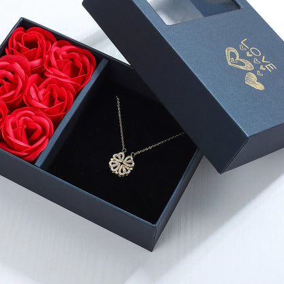 Four Leaf Clover Heart Necklace in Gift Box