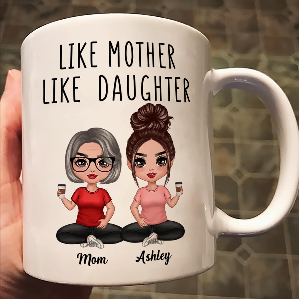 Like Mother Like Daughters Doll Mom And Daughters Sitting Gift For Mom Daughters Personalized Mug