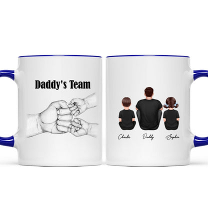 Dad Grandpa Team Fist Bump Sitting Back View Personalized Mug, Unique Father's Day Gift for Dad, Gift for Husband