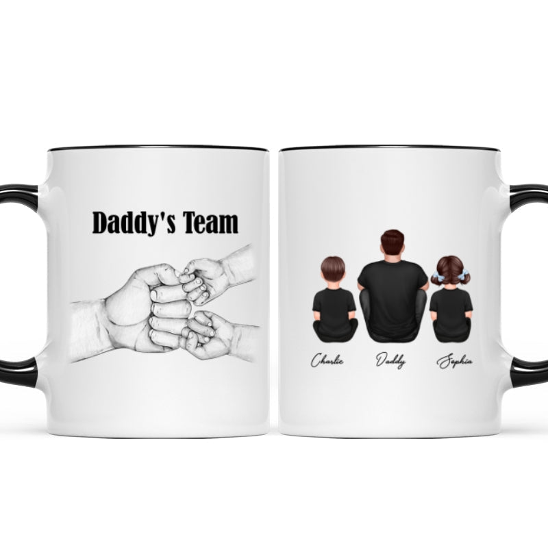 Dad Grandpa Team Fist Bump Sitting Back View Personalized Mug, Unique Father's Day Gift for Dad, Gift for Husband