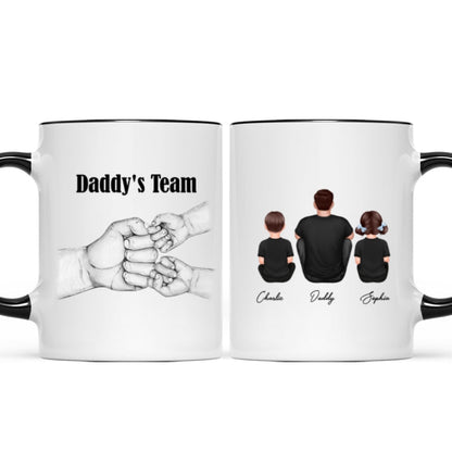 Dad Grandpa Team Fist Bump Sitting Back View Personalized Mug, Unique Father's Day Gift for Dad, Gift for Husband