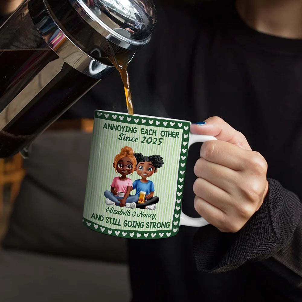 Annoying Each Other Since Couple Stripe Style - Personalized White Edge-to-Edge Mug