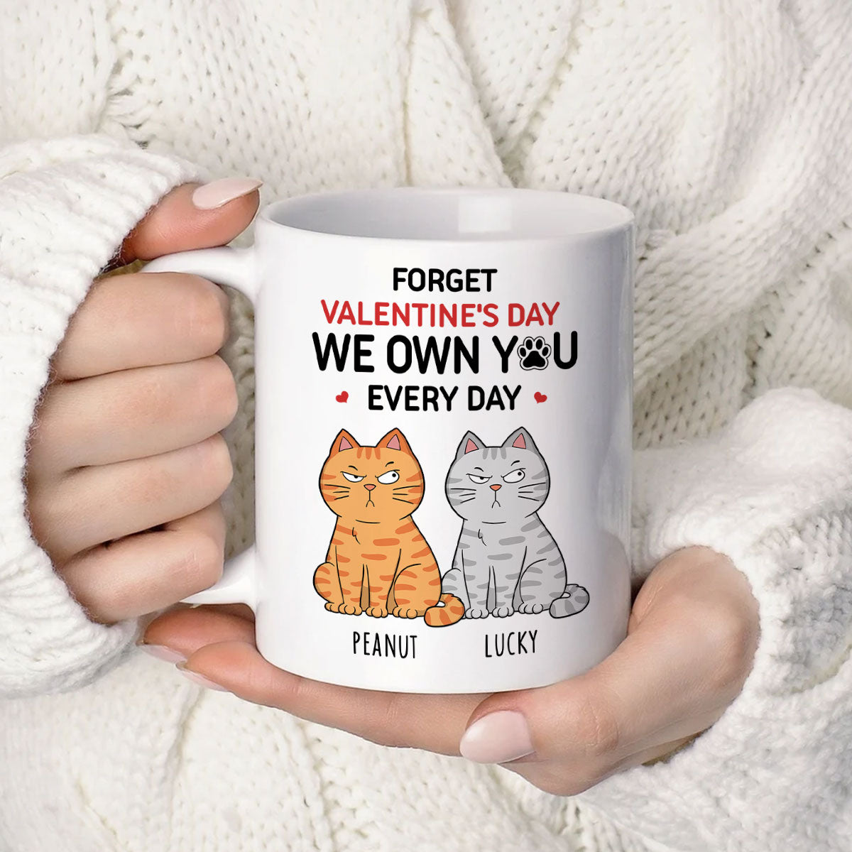 Forget We Own You Everyday Funny Personalized Mug for Cat Moms, Cat Dad