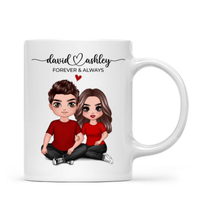 Embracing Couple Heart Names Personalized Mug