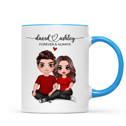 Embracing Couple Heart Names Personalized Mug