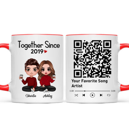 Couple Sitting Together Since Favorite Song QR Code Personalized Mug