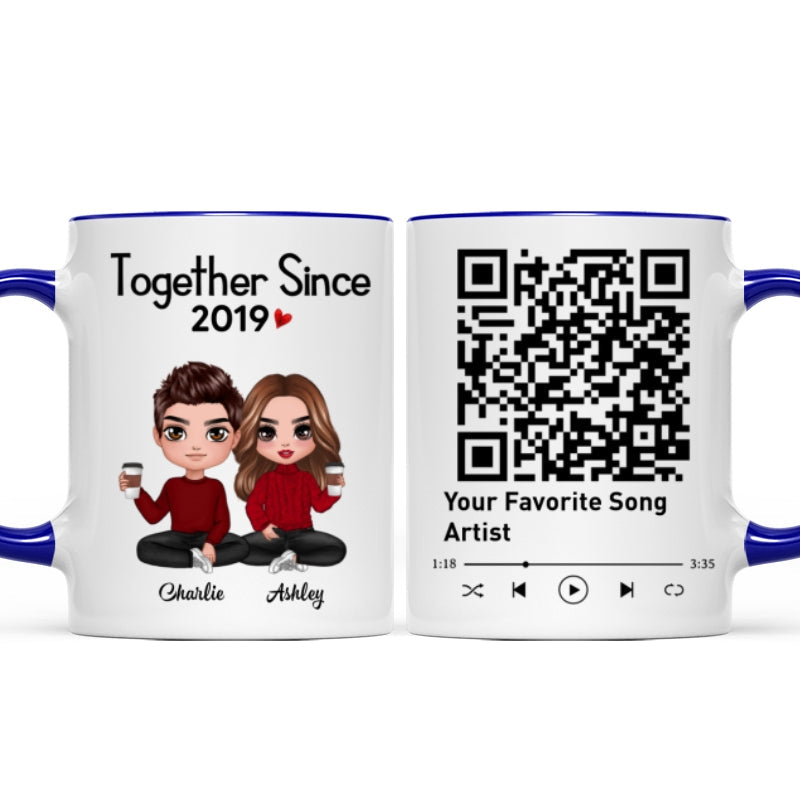 Couple Sitting Together Since Favorite Song QR Code Personalized Mug