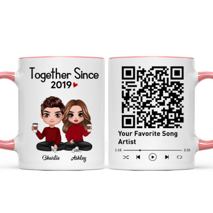 Couple Sitting Together Since Favorite Song QR Code Personalized Mug