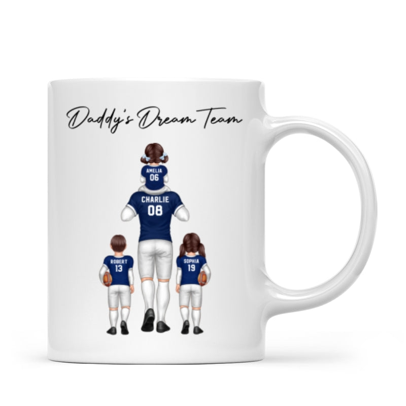 American Football Dad Dream Team Personalized Mug, Coolest Father's Day Gift For Dad