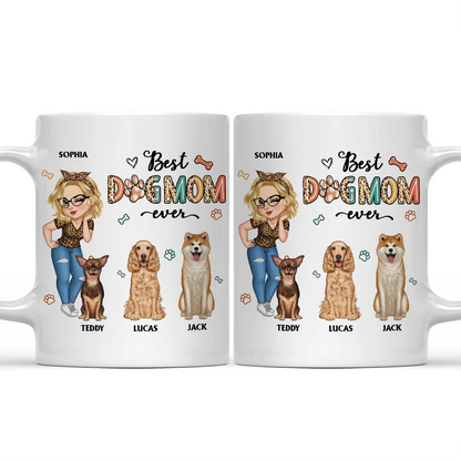 Best Dog Mom Ever Cartoon Woman - Personalized Mug