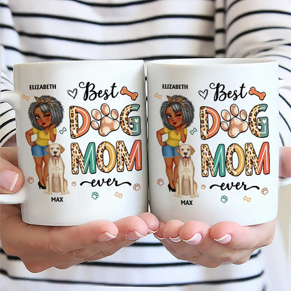 Best Dog Mom Ever Cartoon Woman - Personalized Mug