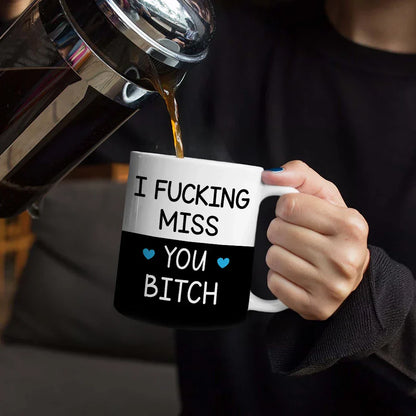 Long Distance Besties I Miss Your Face Never Too Far - Personalized White Edge-to-Edge Mug