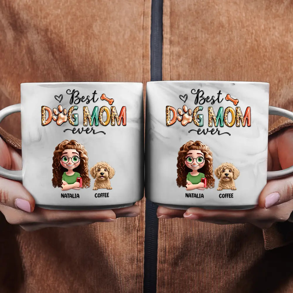 Best Dog Mom Ever - Personalized Marble Mug
