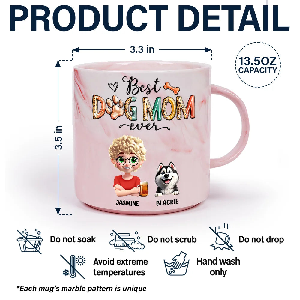 Best Dog Mom Ever - Personalized Marble Mug